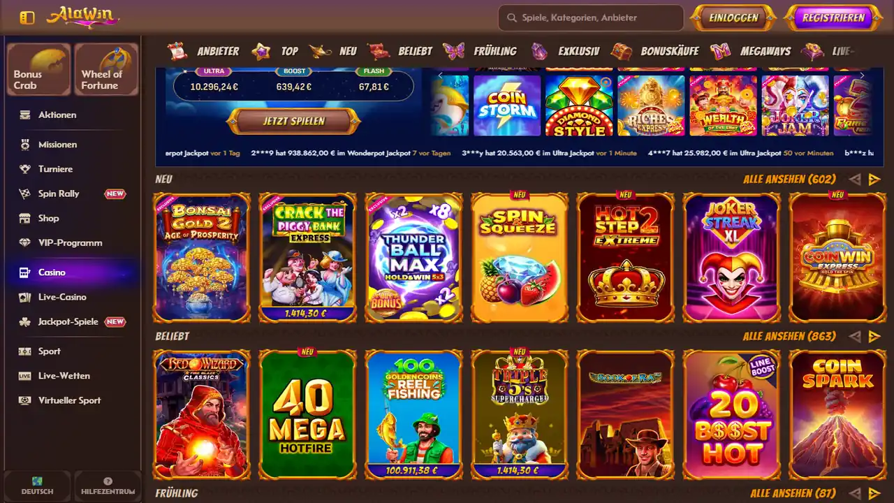 Alawin Casino Lobby